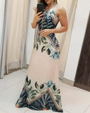 Wenkouban Women Bohemian Beach Casual Maxi Long Dress Female 2023 Summer Sleeveless Floral Print Elegant Party Dresses