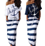 WENKOUBAN 2022 hot style navy casual anchor letter print short-sleeved T-shirt + skirt suit