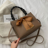 WENKOUBAN  BACK TO COLLEGE    New Casual Solid Color Square Handbags For Women Fashion High Capacity Pu Leather Female Shoulder Bag Bow Ladies Crossbody Bag