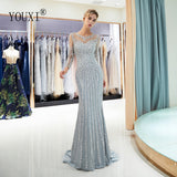 Robe de Soiree Gorgeous Evening Dress Long Sleeve Luxury Beaded Beading Crystal Formal Gown Mermaid Dubai Abendkleider Lang