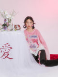 Wenkouban Japan Sweet Pink Pullover Girls Butterfly Print Knitted Oversized Sweaters Gradient Women Autumn Designer Clothes Kawaii