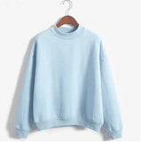 Wenkouban Woman Sweatshirts 2022 Sweet Korean O-neck Knitted Pullovers Thick Autumn Winter Candy Color Loose Hoodies Solid Womens Clothing