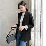 Wenkouban Peonfly New 2022 Autumn Fashion Blazer Jacket Women Casual Korean Pockets Long Sleeve Coat Office Ladies Solid Loose Blazer