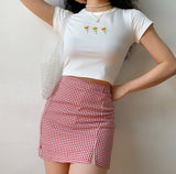 Wenkouban - Rouge Gingham Skirt