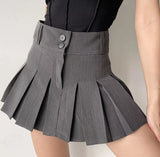 Wenkouban - Campus Drama Button Pleated Skirt