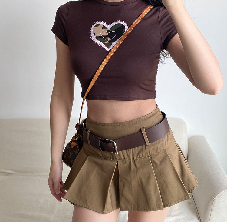 Wenkouban - Y2K Corduroy Pleated Mini Skirt