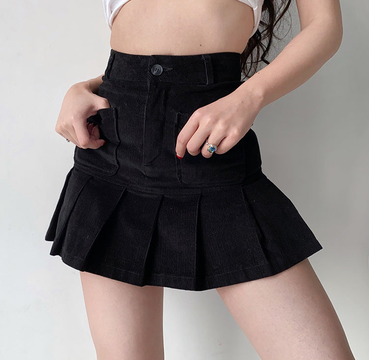 Wenkouban - Penny Corduroy Pleated Skirt