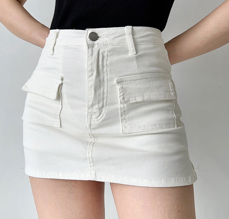 Wenkouban - New Revolution Denim Pocket Skirt