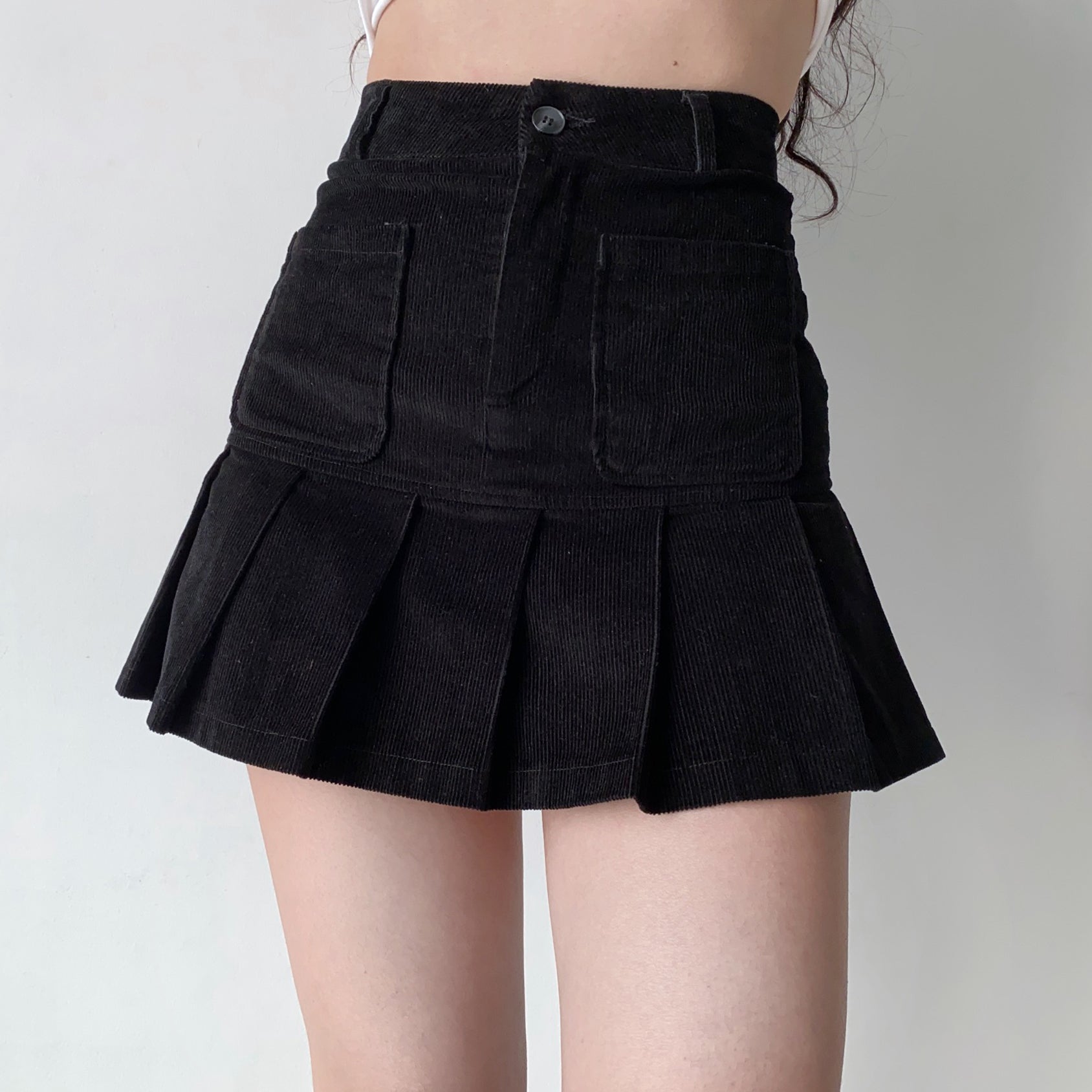 Wenkouban - Penny Corduroy Pleated Skirt