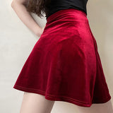 Wenkouban - Ruby Velvet Skirt ~ HANDMADE