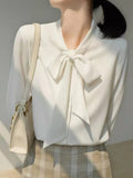 Wenkouban Satin White Shirt Women's Design Sense Niche Streamer Temperament Fashion Long-Sleeved Shirt Women