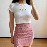 Wenkouban - Rouge Gingham Skirt
