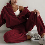 Wenkouban Back To School Women Autumn Winter Fashion Hooded Zipper Outerwear And Harem Pant Suit Female Casual Tracksuit Two Piece Sets