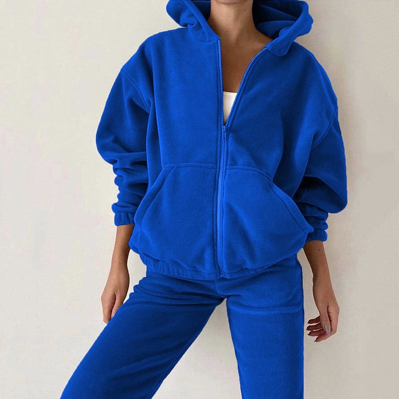 Wenkouban Back To School Women Autumn Winter Fashion Hooded Zipper Outerwear And Harem Pant Suit Female Casual Tracksuit Two Piece Sets