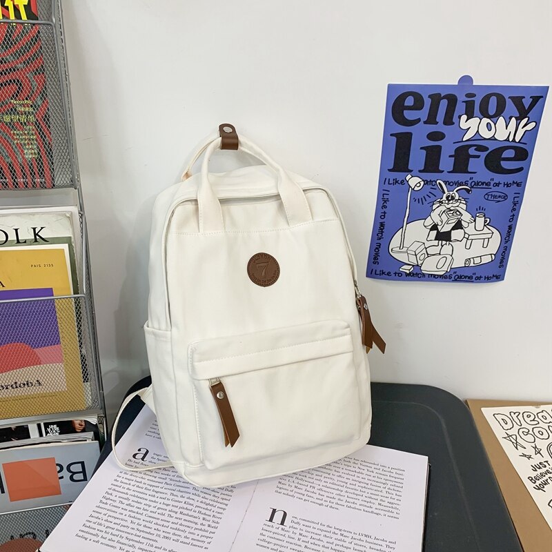 BACK TO SCHOOL    Fashion Teens Bookbag Canvas Mochila for Girls Boys Black Schoolbag Backpack Women Travel Bag College Solid Rucksack