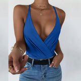 Wenkouban Bodycon Tee Shirt Summer Sexy V-Neck Sleeveless Tank Tops For Women Solid Color Clubwear Spaghetti Strap Plus Size