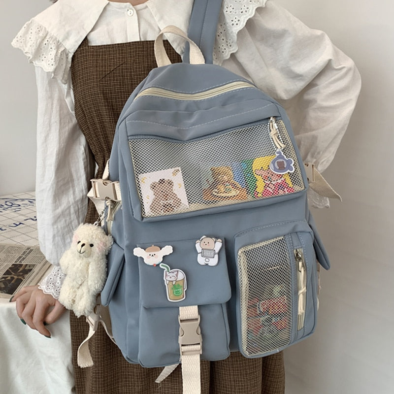 BACK TO SCHOOL   Kawaii Nylon Women Backpack Fashion Waterproof Rucksack for Teen Girls School Bag Cute Student Bookbag Travel Mochila