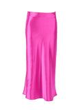 Wenkouban  Solid Purple Satin Silk Skirt Women High Waisted Summer Long Skirt New 2023 Elegant Ladies Office Skirts Midi Spring