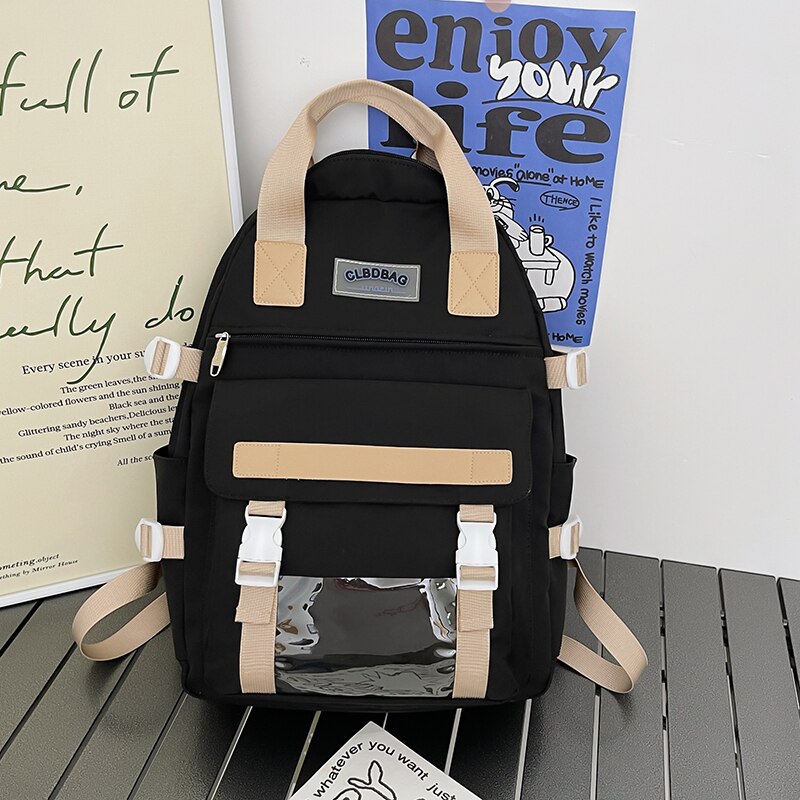 Back to school  Fashion Kawaii Girls Bookbag for Teens Schoolbag High School Black Boy Backpack Women Mochila Cute Travel Bag Rucksack