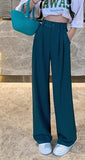 Wenkouban 2022 Summer Elastic Waist Suit Pants Women Office Lady Fashion Casual Pants Straight Slim Loose Trousers Woman Pink Black