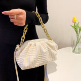 Wenkouban Bake To School Luxury Women Fashion Towel Embossed Clutch Bag Handbag Clutch Bag Large Capacity Striped Versatile One-Shoulder Messenger Bag