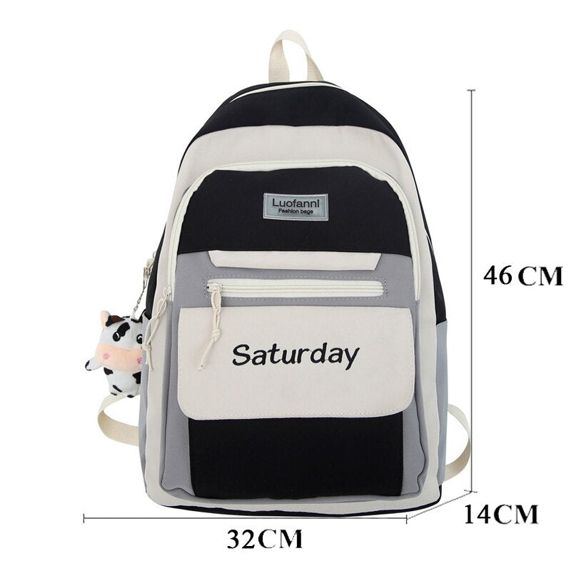 Back to school  Fashion Cute Bookbag for Teenager Girl Backpack Kawaii High School Rucksack Cotton Women Travel Mochila College Laptop