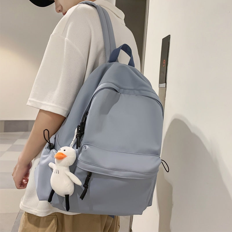 BACK TO COLLEGE   Trendy Men Rucksack Fashion Simple Solid Color Bookbag Teenager Women Backpack Girl School Bag Black Laptop Mochila
