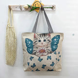 Wenkouban Women Canvas Shoulder Bag London Books Print Ladies Casual Handbag Tote Bag Reusable Large Capacity Cotton Shopping Beach Bag