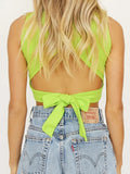 Wenkouban Top Women Y2K Lace Up Backless Tank Top Solid Knitted T-shirts Tops Sexy Crop Top Night Club Outfits Basic Tanks 2023 Streetwear