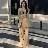 Wenkouban Spring Autumn Women's Blazer Suit Office Ladies Elegant Solid Pantsuit Female Casual Work Wear 2 Piece Set Clothes