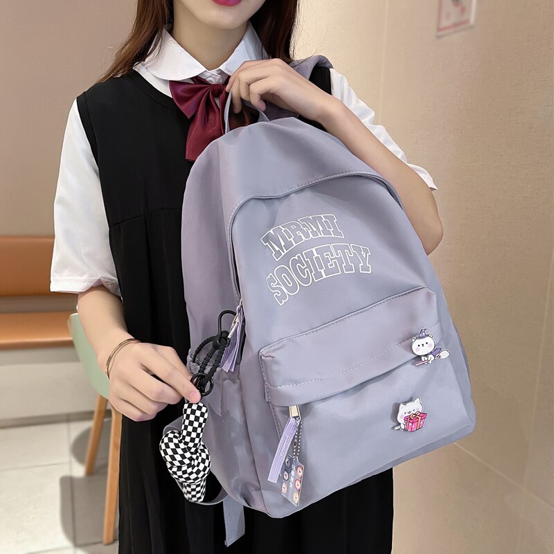Back to school  Fashion Simple Letter Women Backpack Girl Boy Laptop Rucksack Student Lovers School Bag Femal Shoulder Travel Mochila