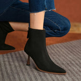Wenkouban Autumn Boots    NEW Fall Shoes Women Pointed Toe High Heel Shoes Genuine Leather Shoes Thin Heel Ankle Boots for Women Zipper Modern Boots