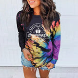 Wenkouban Halloween Hoodies Tie-Dye Print Hoodie Women Letter Sweatshirt Harajuku Long Sleeve Top Halloween Fashion Streetwear Oversized Hoodies Pullovers