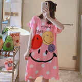 Wenkouban Multi-Flower Type Summer Plus Fat Plus Size Cute Cartoon Short-Sleeve Home Nightdress Fat MM Loose Home Clothes