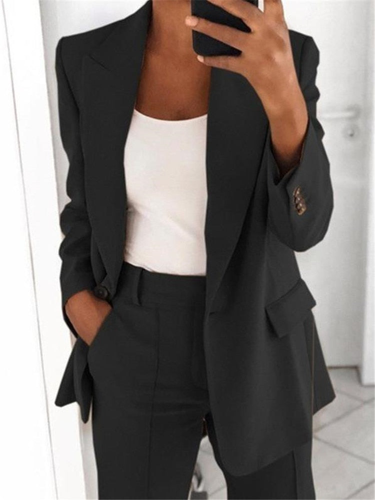Wenkouban 2022 Spring Women's Blazer Coat Black Solid Loose Casual Elegant Blazers Female Fashion Formal Office Large Size Ladies Clothing