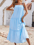 Wenkouban Summer Long Dress Women Spaghetti Strap Sleeveless Loose Maxi Dress Beach Holiday Sundress Vestidos