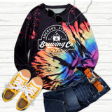 Wenkouban Halloween Hoodies Tie-Dye Print Hoodie Women Letter Sweatshirt Harajuku Long Sleeve Top Halloween Fashion Streetwear Oversized Hoodies Pullovers
