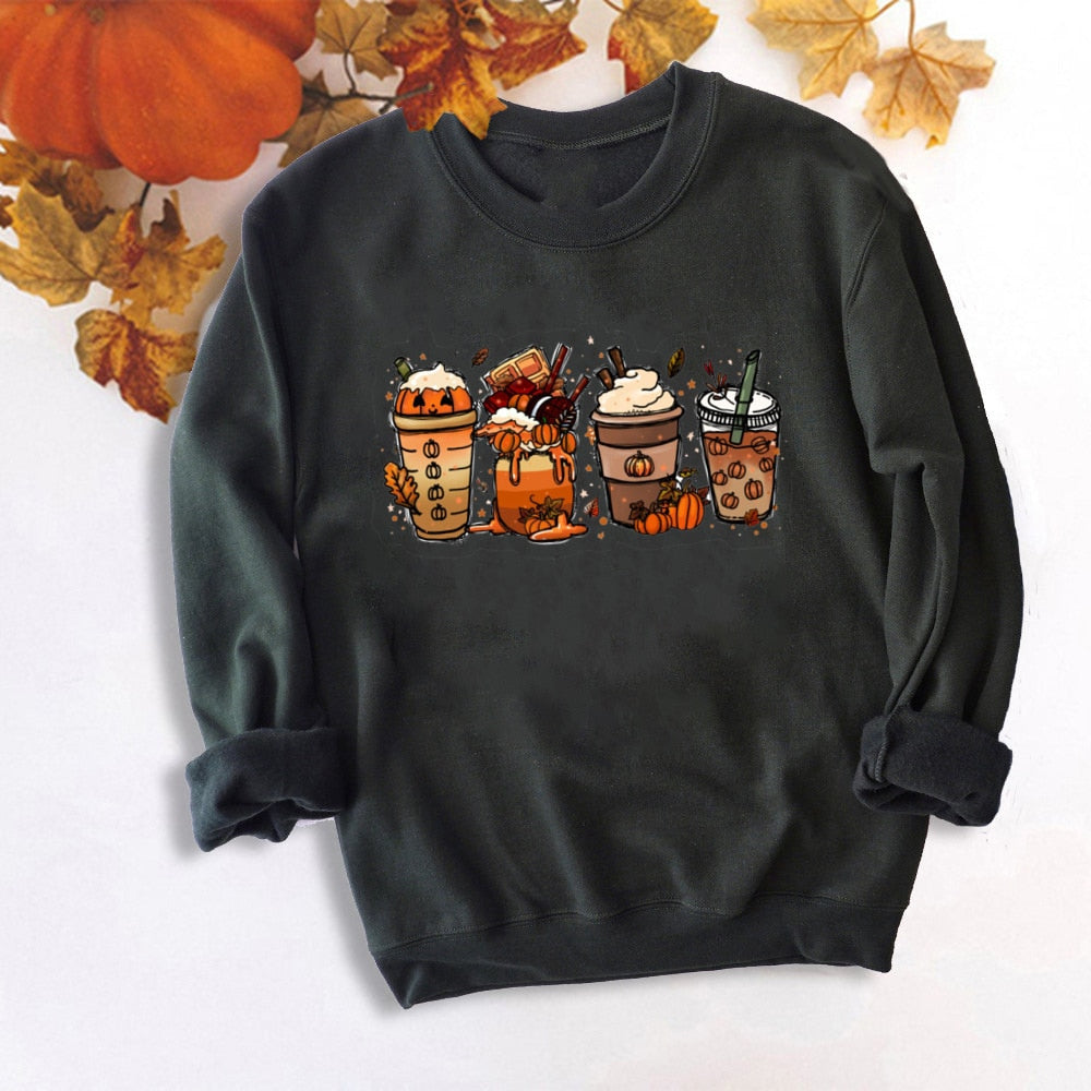 Wenkouban Halloween Costume Colored Tis' The Season Pumpkin Spice Sweatshirt Retro Fall Women Long Sleeve Autumn Halloween Pullovers Streetwear Outfits