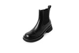 Wenkouban Autumn Boots     NEW Fall/Winter Shoes Women Split Leather Ankle Boots Round Toe Chunky Shoes for Women Solid Chelsea Boots Leisure Black Boots