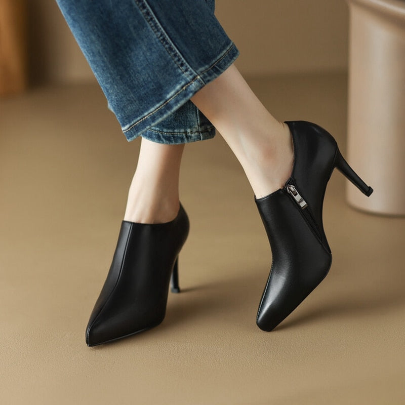 Wenkouban  Autumn Shoes   Spring/Autumn Women Shoes Pointed Toe Thin Heel Ankle Boots Solid High Heels Sheep Suede Shoes for Women Heel Shoes