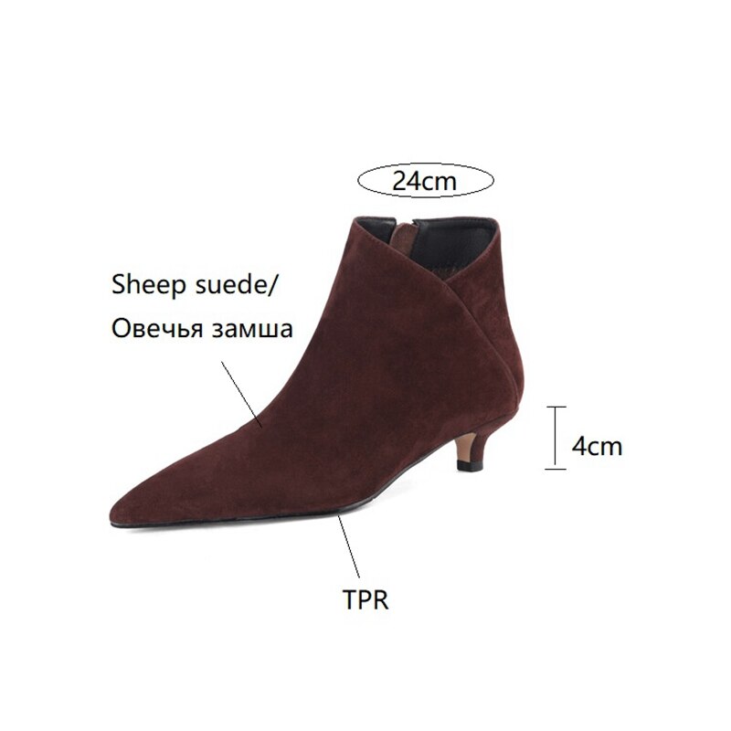 Wenkouban  fashion inspo    NEW Autumn Women Ankle Boots Sheep Suede Shoes Pointed Toe High Heel Shoes Women Concise Thin Heel Boots for Woman botines mujer