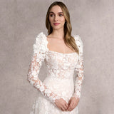 Wenkouban  Long Sleeve Lace Wedding Dresses with Pocket Appliques Bridal Gown Customize Garden Brautkleider Bride Vestidos De Novia