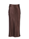 Wenkouban  Solid Purple Satin Silk Skirt Women High Waisted Summer Long Skirt New 2023 Elegant Ladies Office Skirts Midi Spring