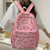 Wenkouban New Girl Cherry Floral Travel Book Backpack Women Trendy Print School Bag Female Laptop College Backpack Fashion Lady Kawaii Bag