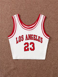 Wenkouban No.23 Basketball Clothes Letter Graphic Tank Top Women Summer Y2K High Street Sleeveless O-Neck Crop Top Streetwear 2023 Vest