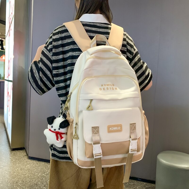 BACK TO COLLEGE  Fashion Teen Patchwork Schoolbag Women Cute Rucksack Girls High School Mochila Boy Waterproof Nylon Backpack Bookbag