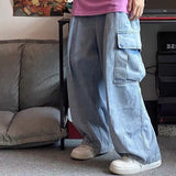 Wenkouban Back To School  Baggy Jeans Trousers Male Denim Pants Black Wide Leg Pants Men's Jeans Loose Baggy Casual Korean Streetwear Cargo Jeans