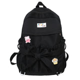 Wenkouban Fashion Kawaii Bow Waterproof Female Laptop Backpack Ladies Nylon College Backpack Trendy Women School Bag Girl Travel Cute Bags