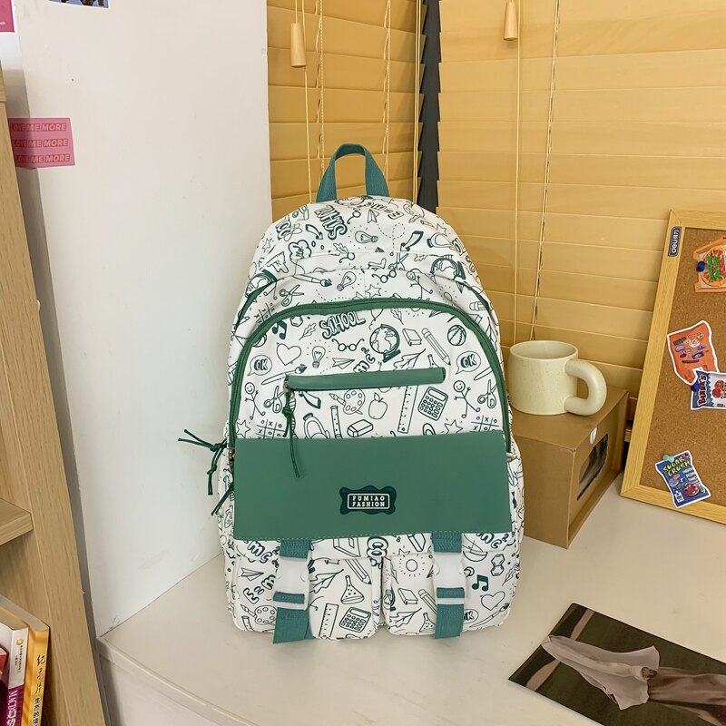 BACK TO COLLEGE  Fashion Waterproof Graffiti Backpack for Teens Student Bookbag Girl Shoolbag Travel Women Mochila College Laptop Bag