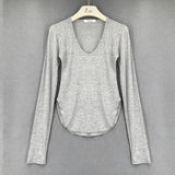 Graduation Gifts   Autumn Long Sleeve Tshirt Women 2022 Fashion Slim White Woman Tshirts Tops High Elasticity Thin Skinny Tee Shirt Blusas 16075